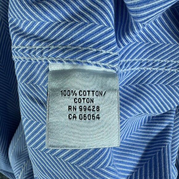 Bugatchi Uomo Shirt Mens Medium Button Up Blue Stripe Cotton Pocket - Picture 6 of 11